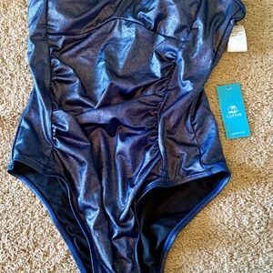 Cupshe Shimmery Navy Blue One-Piece Swimsuit